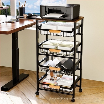 Raft de depozitare a fișierelor pentru birou, dulap de depozitare pentru podea, raft de depozitare pentru imprimantă, sortare a fișierelor de date mobile, stratificare