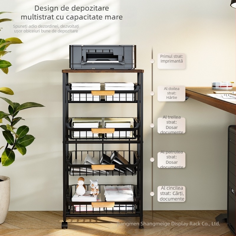 Raft de depozitare a fișierelor pentru birou, dulap de depozitare pentru podea, raft de depozitare pentru imprimantă, sortare a fișierelor de date mobile, stratificare