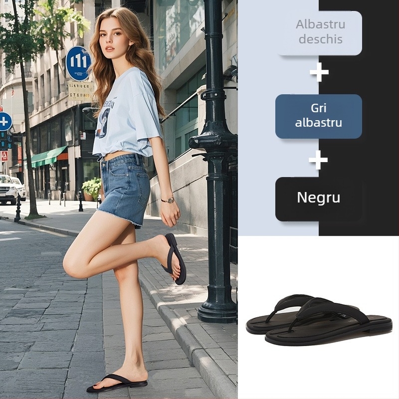 Sandale de plajă confortabile din piele naturală, sandale de vară 2025, sandale plate pentru femei, sandale de plajă confortabile, la modă, pentru femei