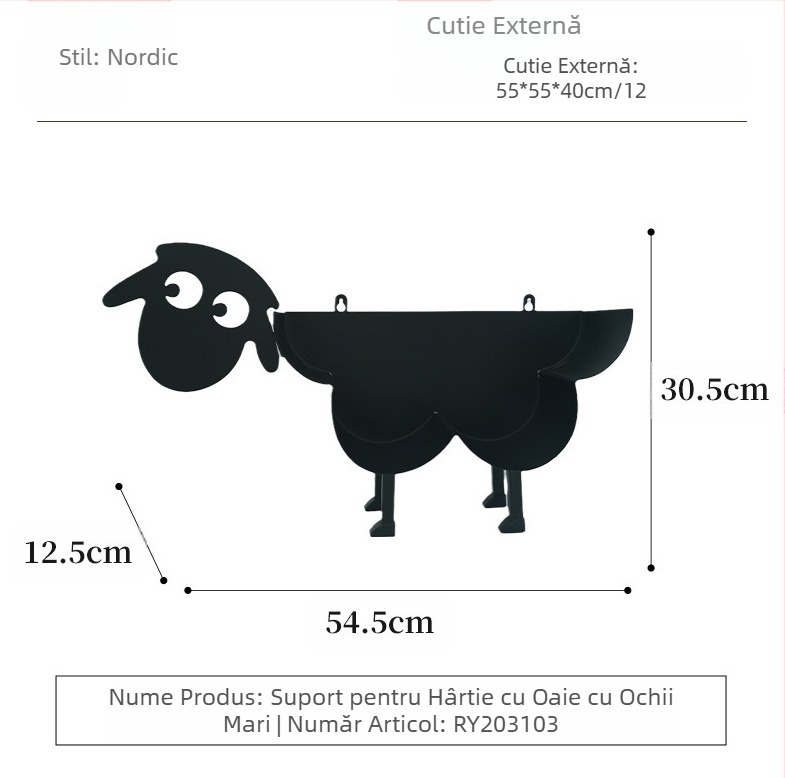 Suport nordic pentru role de hârtie fierbinte, en-gros, suport metalic pentru șervețele de birou, suport creativ pentru depozitare cu oaie cu ochi mari, decorare