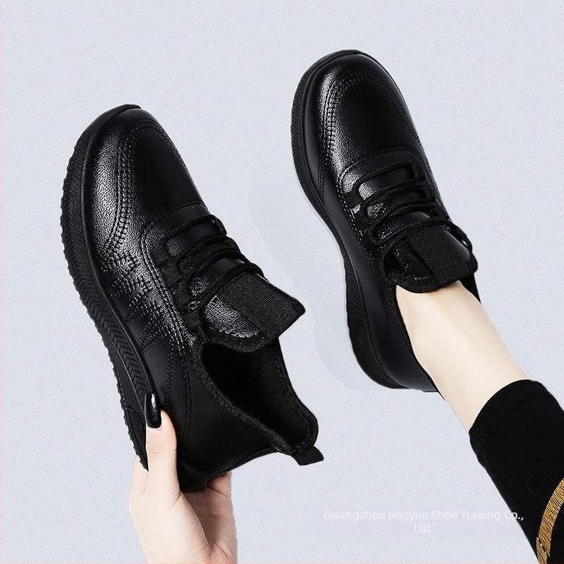 Pantofi de lucru negri cu talpă moale, impermeabili, rezistenți la ulei, antiderapanți, pentru stat în picioare pe termen lung, pantofi de damă, pantofi de lucru profesionali din piele, pantofi de damă