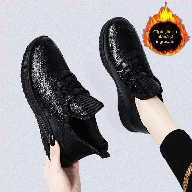 Pantofi de lucru negri cu talpă moale, impermeabili, rezistenți la ulei, antiderapanți, pentru stat în picioare pe termen lung, pantofi de damă, pantofi de lucru profesionali din piele, pantofi de damă