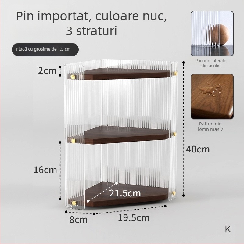 Colț din lemn masiv triunghiular raft de depozitare baie lavoar cosmetic baie colț raft cărți acrilic raft de depozitare
