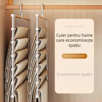 Suport multifuncțional pentru pantaloni de uz casnic, multistrat, cuier pentru pantaloni fără alunecare, organizator special de depozitare pliabil