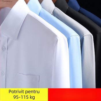 Cămașă cu mânecă lungă pentru bărbați, mărime plus, mărime extra-large, supradimensionată, albă, lejeră, de afaceri, cu mânecă lungă