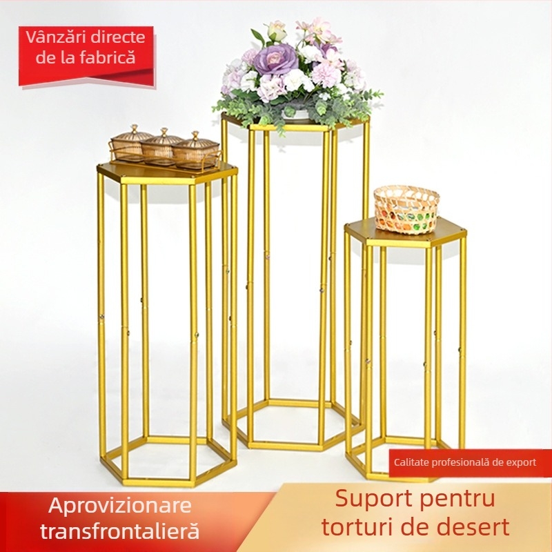 Suport hexagonal pentru tort de desert, nou, la vânzare transfrontalieră, pentru nuntă, petrecere de sărbători, decorare de ziua de naștere, configurare tridimensională pentru interior, nuntă