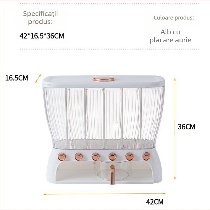 Cutie de depozitare pentru bucătărie, rafturi separatoare pentru găleți de orez, grad alimentar, găleți sigilate pentru depozitare separată, clasificate, de uz casnic