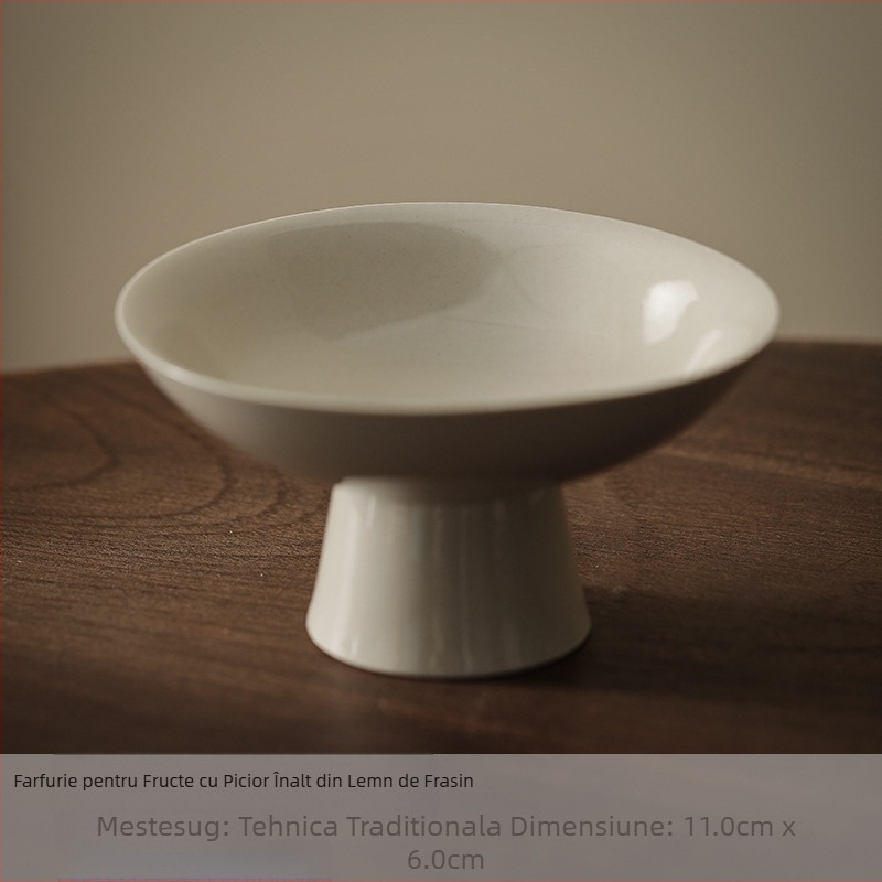 Platou cu fructe din plante și lemn de frasin, cu picior înalt, pentru sufragerie, pentru casă, cu picior înalt, pentru patiserie, tavă pentru gustări, tavă pentru răcoritoare, tavă pentru ceai de după-amiază în stil chinezesc, cu fructe uscate