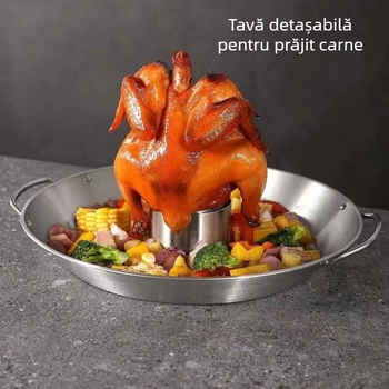 Vânzare transfrontalieră mare cu pui la cuptor, grătar de curcan, grătar, vas multifuncțional din oțel inoxidabil, grătar pentru fumigație de bere, BBQ
