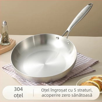 Tigaie Spot Cross-Border din oțel inoxidabil 304, cu trei straturi, pentru aragaz cu inducție, tigaie universală neacoperită, wok