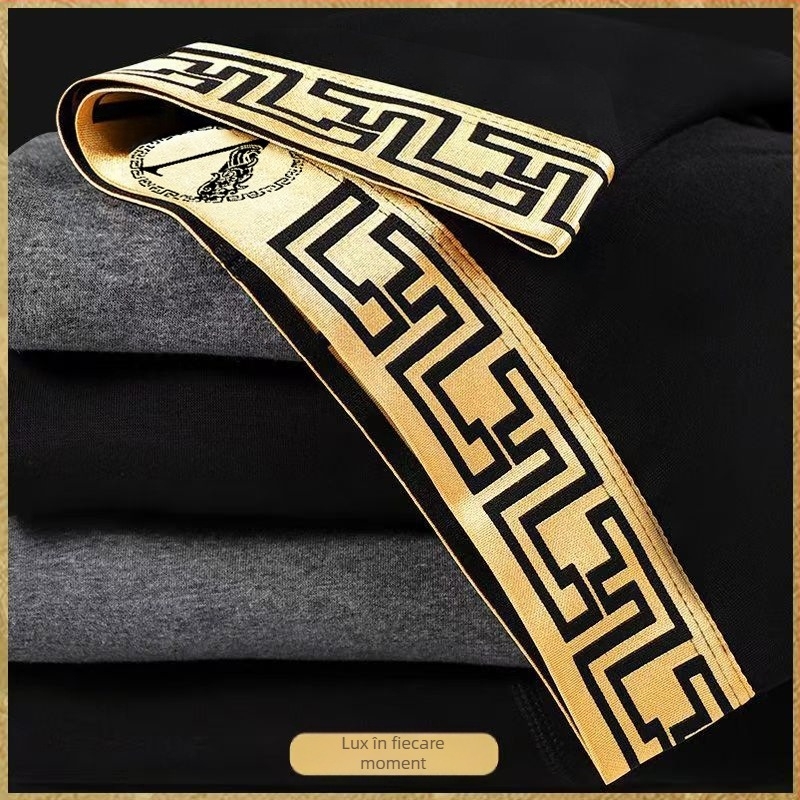 Set de lenjerie termică luxoasă pentru bărbați, toamnă și iarnă, cămașă cu strat de bază subțire, căptușită cu fleece și îngroșată, croială slim pentru iarnă