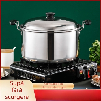 Oală de supă adâncă din oțel inoxidabil, oală de supă înaltă, oală de gătit de mare capacitate, oală de gătit cu inducție, aragaz pe gaz dedicată