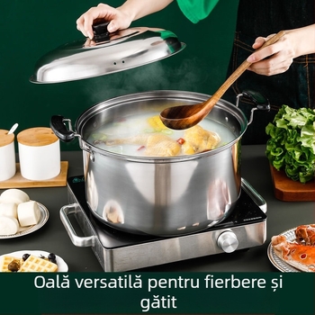 Oală de supă adâncă din oțel inoxidabil, oală de supă înaltă, oală de gătit de mare capacitate, oală de gătit cu inducție, aragaz pe gaz dedicată