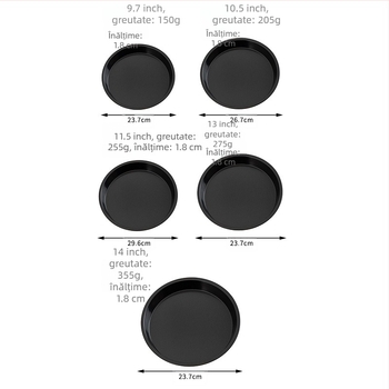 Tavă rotundă pentru pizza în stoc, tavă de copt antiaderentă, 8 inch, 9 inch, 10 inch, 12 inch, tavă de copt din oțel carbon, pizza de casă