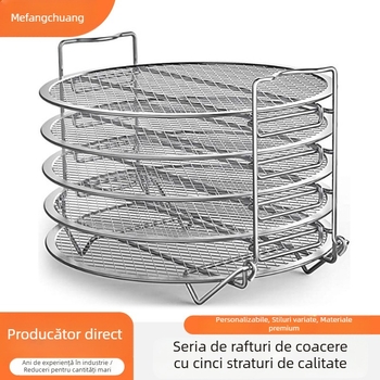 Accesorii pentru friteuză cu aer instant, producător SOURCE, în stoc transfrontalier, suport de gătit la abur cu cinci straturi din oțel inoxidabil 304, suport de deshidratare