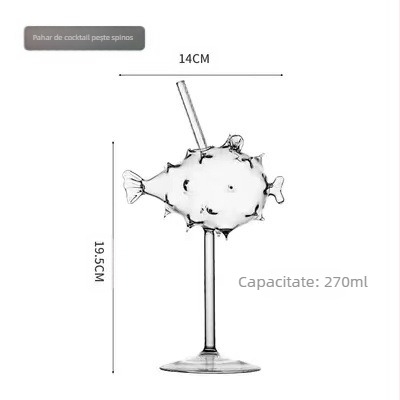 Pahar de cocktail molecular creativ, pahar de vin, pahar de cocktail în formă de delfin, pahar în formă de pește ghimpat