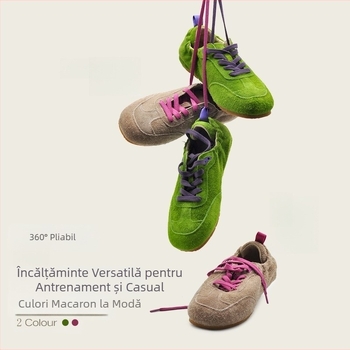 Pantofi sport Lan Guan din piele moale, drăguți, germani, pantofi de antrenament verzi Birkenstock, pantofi sport casual respirabili, 2025, noi, pantofi plati Forrest Gump