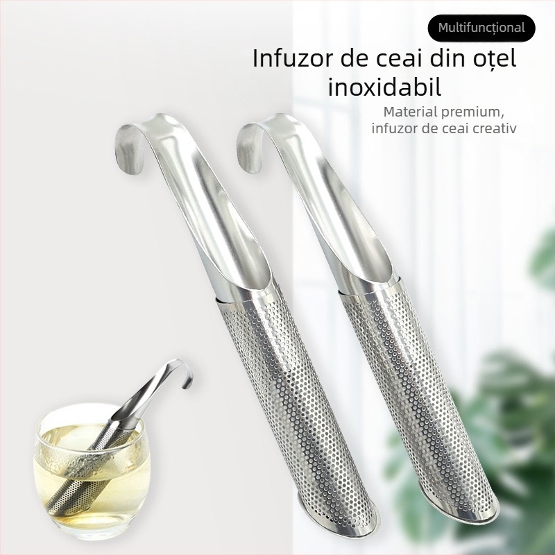 Țeavă din oțel inoxidabil 304, infuzor de ceai agățat, mâner de țeavă de scurgere a ceaiului, filtru de scurgere a ceaiului, linguriță de ceai cu mâner de ceai, set de ceai