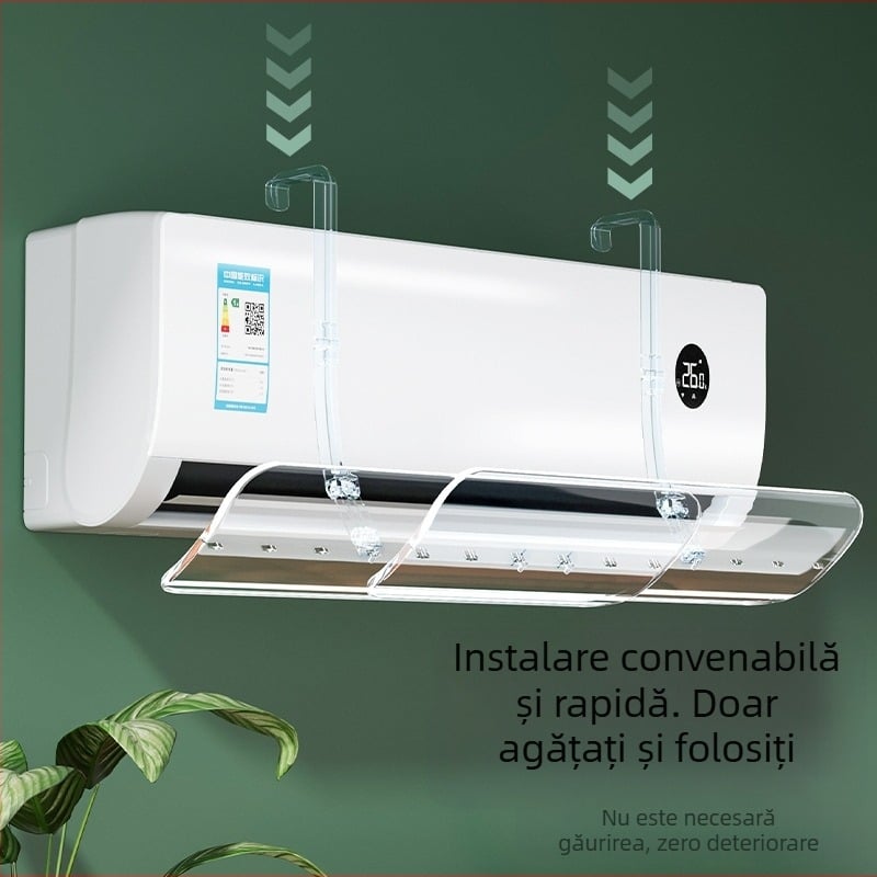 Parbriz transparent pentru aer condiționat, parbriz retractabil de perete, fără instalare, pentru aer condiționat, parbriz anti-suflare directă