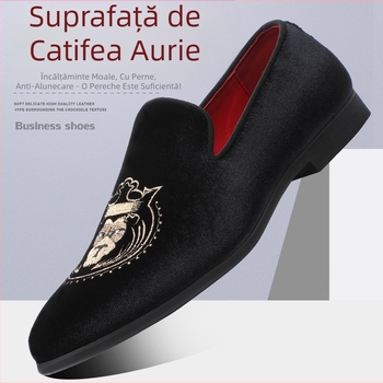 2023 pantofi noi din piele mici, pantofi britanici respirabili, casual, pantofi de fasole pentru bărbați, pantofi din piele brodați, trend coreean, o generație de păr