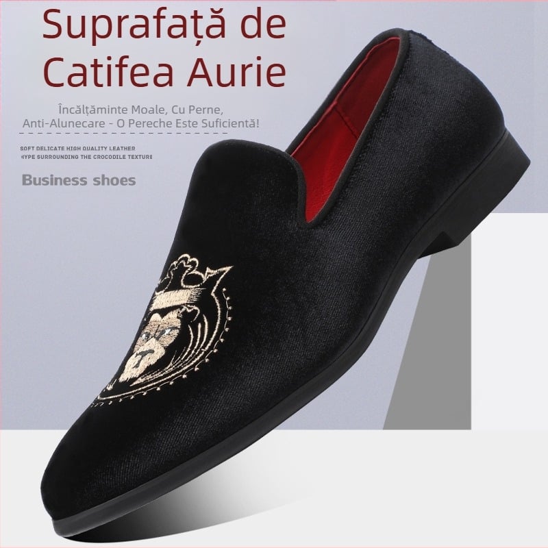 2023 pantofi noi din piele mici, pantofi britanici respirabili, casual, pantofi de fasole pentru bărbați, pantofi din piele brodați, trend coreean, o generație de păr