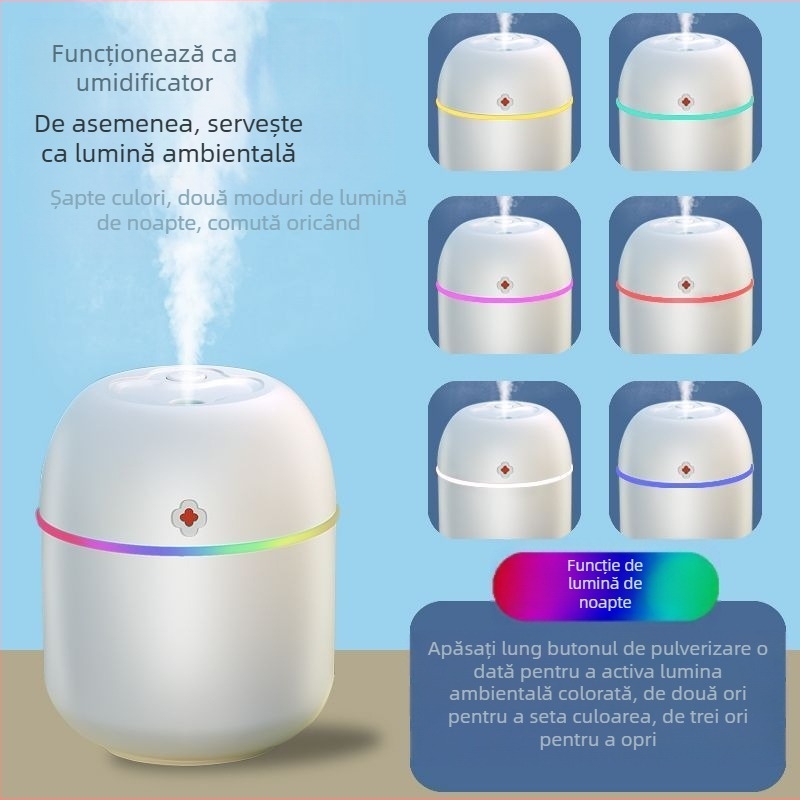 Umidificator de aer mic mini volum mare de ceață dormitor cadou de ziua de naștere umidificator cu picătură de apă pentru femei aparat de aromaterapie utilizare pe noptieră