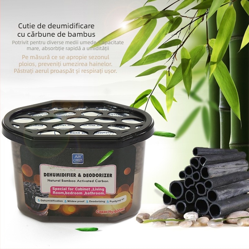 Dezumidificator cu cărbune de bambus, absorbant de umiditate, dezodorizant pentru haine de interior, anti-mucegai, desicant de uz casnic, carbon activ, rezistent la umiditate, dezumidificare