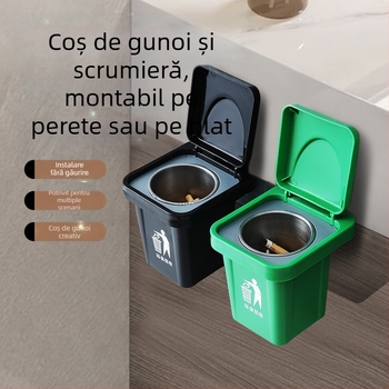 Scrumieră creativă pentru uz casnic cu capac, montat pe perete în sufragerie, pentru toaletă și baie, este scrumieră anti-cenușă zburătoare.