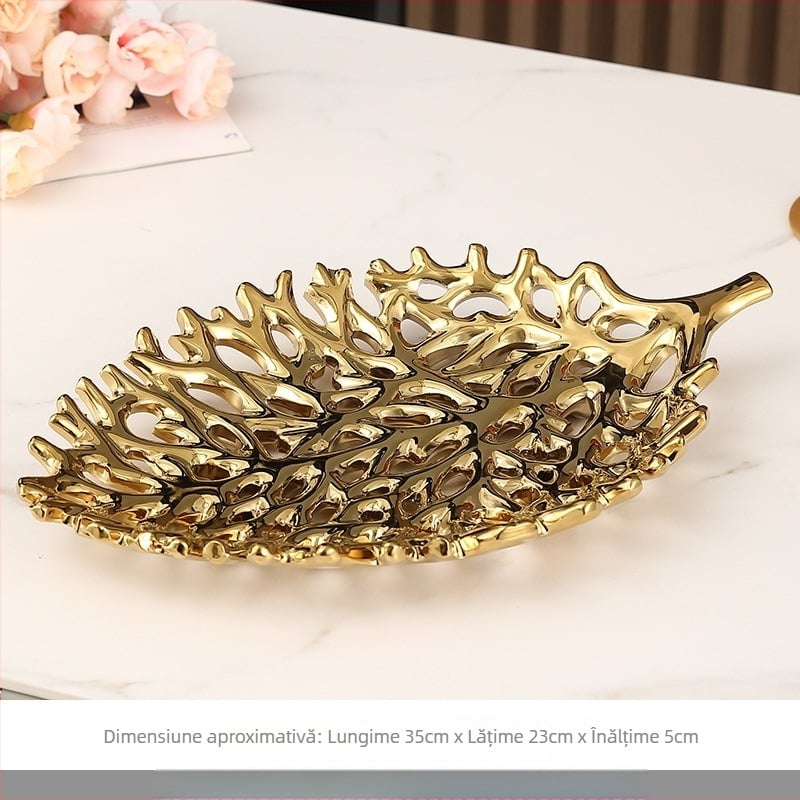 Ornamente ușoare de lux pentru farfurii de fructe din ceramică, decupate, simple și moderne pentru masa de sufragerie, decorațiuni pentru masa de cafea, simț creativ și de înaltă calitate