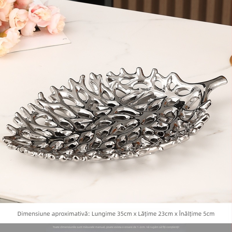 Ornamente ușoare de lux pentru farfurii de fructe din ceramică, decupate, simple și moderne pentru masa de sufragerie, decorațiuni pentru masa de cafea, simț creativ și de înaltă calitate