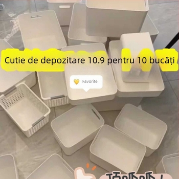Coș de depozitare simplu alb la prețuri accesibile, cu autocolant pentru dormitor, cutie de depozitare în stil Ins, cutie de plastic de mare capacitate, diverse