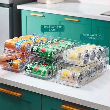 Dublu strat reglabil pentru animale de companie, frigider, cutie de depozitare glisantă, rulantă, alimente, bucătărie, plastic, păstrarea prospețimii, pliabilă, depozitare