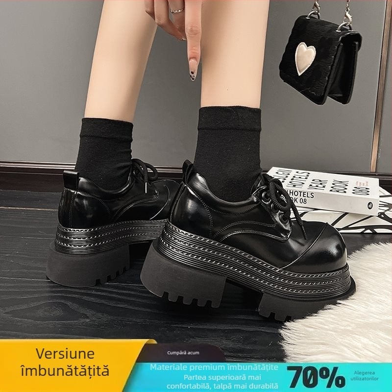 Pantofi mici din piele pentru femei JK la modă 2025 stil britanic la modă talpă groasă cu cap mare stil nou Ins mocasini francezi cu un singur strat pantofi all-match