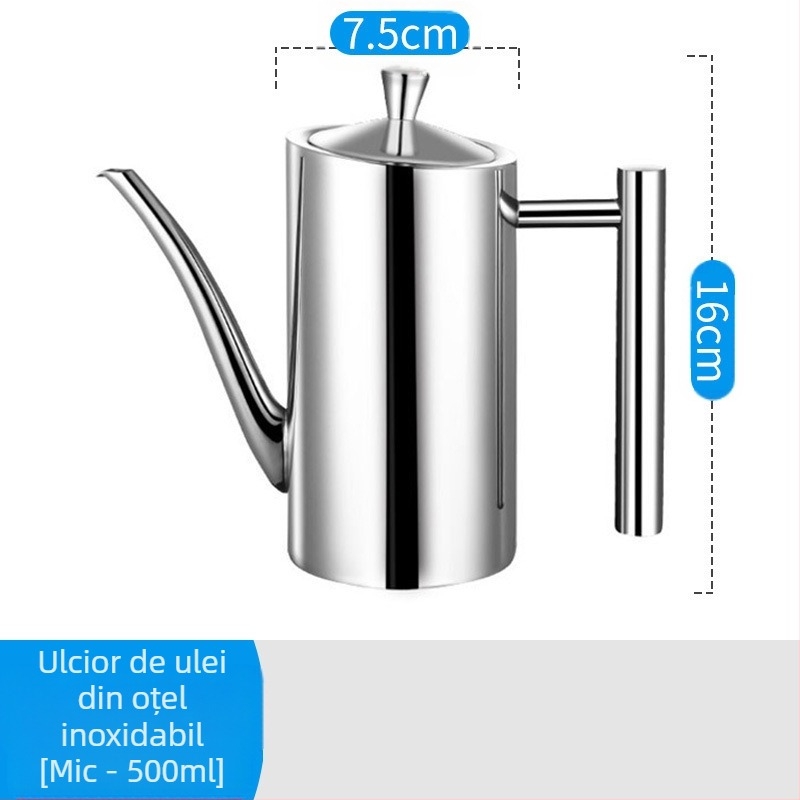 Oală de ulei din oțel inoxidabil 304, oală de ulei de bucătărie, sticlă de ulei conservată, oală de ulei etanșă de uz casnic, oală de ulei în stil european, sticlă de ulei cu oțet