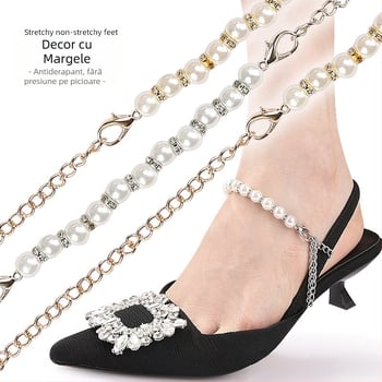 Șireturi cu lanț de perle, fără instalare, pantofi mari, fără toc, șireturi, sandale, mers pe jos, scăpate de oameni leneși, curele multiple