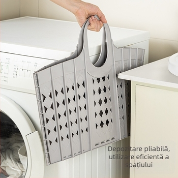 Coș pliabil pentru haine murdare, coș de depozitare din plastic pentru haine murdare de uz casnic, capacitate mare, coș gol pentru haine murdare, coș de baie în stil japonez