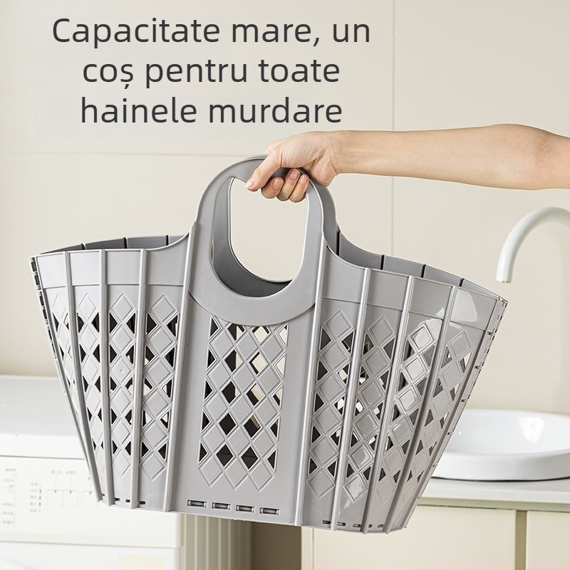 Coș pliabil pentru haine murdare, coș de depozitare din plastic pentru haine murdare de uz casnic, capacitate mare, coș gol pentru haine murdare, coș de baie în stil japonez