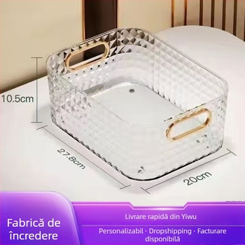 Cutie de depozitare acrilică de mare capacitate, cu model de diamant pentru birou, lumină transfrontalieră, coș de depozitare pentru dormitor, mască facială, raft de depozitare pentru cosmetice