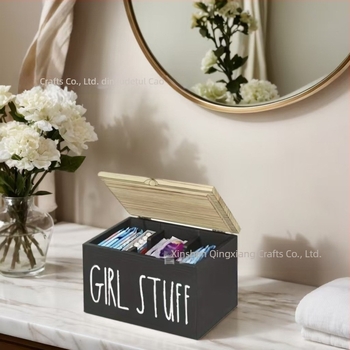 Cutie de depozitare pentru tampoane de baie, cu capac, pentru organizarea articolelor, pentru birou creativ din lemn transfrontalier