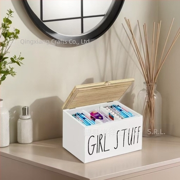Cutie de depozitare pentru tampoane de baie, cu capac, pentru organizarea articolelor, pentru birou creativ din lemn transfrontalier