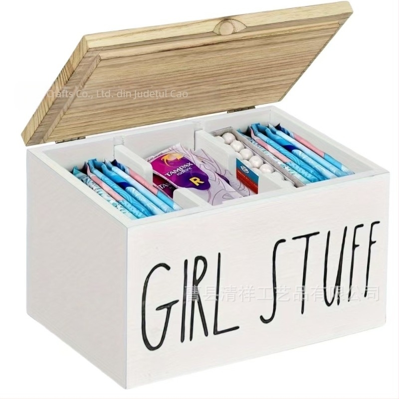 Cutie de depozitare pentru tampoane de baie, cu capac, pentru organizarea articolelor, pentru birou creativ din lemn transfrontalier