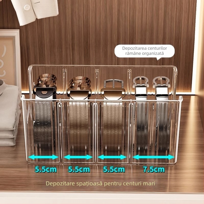 Cutie de depozitare pentru curea, compartiment pentru uz casnic, organizator de cravate, suport de afișare pentru desktop, cutie de depozitare transparentă pentru curea pentru bărbați