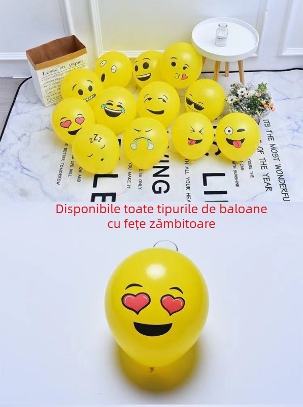 Balon galben cu expresie, îngroșat, rotund, cu sac de expresie, balon cu împingere la sol, balon din latex de 12 inch, producători de jucării pentru copii, en-gros