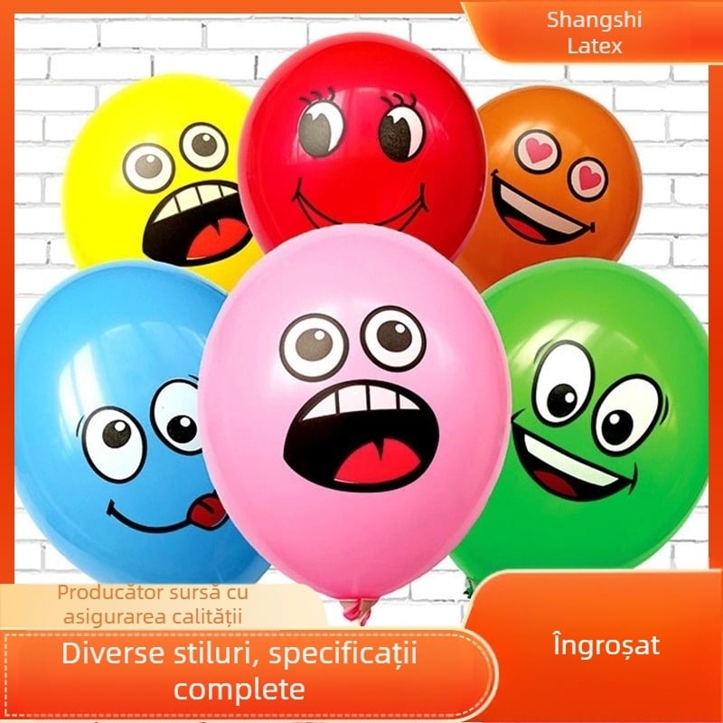 Balon galben cu expresie, îngroșat, rotund, cu sac de expresie, balon cu împingere la sol, balon din latex de 12 inch, producători de jucării pentru copii, en-gros