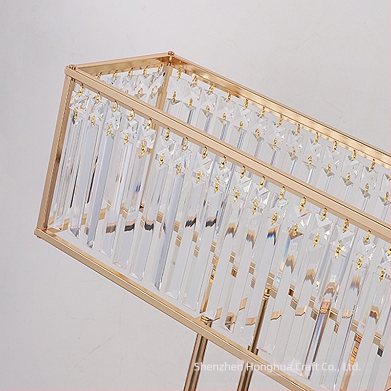 Recuzită de nuntă dreptunghiulară din fier galvanizat, cristal decorativ pentru masă, flori, articole pentru sala de nuntă, sala de banchet, decorațiuni scenă, ornamente