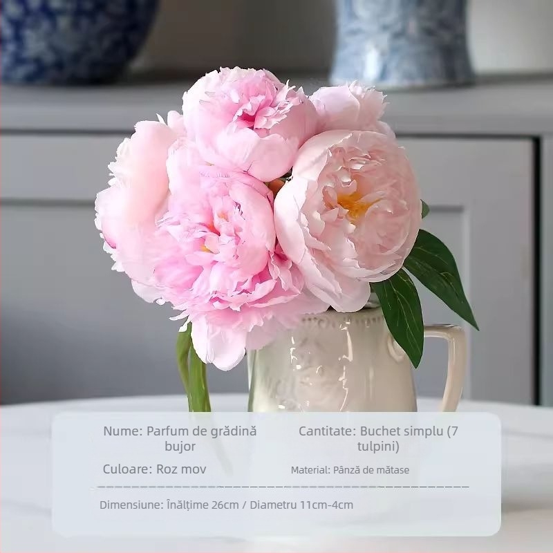 Buchete de bujori cu spirit nemuritor, buchete de flori artificiale, decorațiuni pentru masa în sufragerie, decorațiuni de nuntă, recuzită de flori artificiale