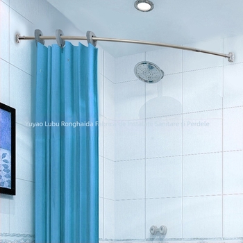 Tijă de perdea de duș curbată din oțel inoxidabil 304 perforată groasă, în formă de evantai, în formă de C, pentru baie, tijă de perdea de duș