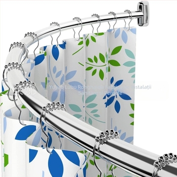 Tijă de perdea de duș curbată din oțel inoxidabil 304 perforată groasă, în formă de evantai, în formă de C, pentru baie, tijă de perdea de duș