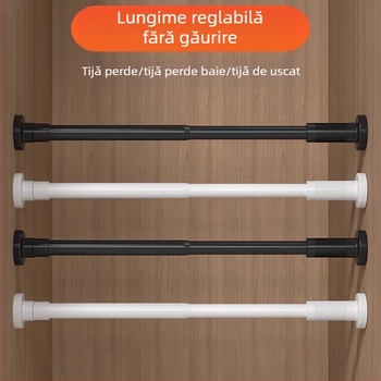 Tijă telescopică fără perforații, achiziție limitată, tijă de perdea de duș, tijă de perdea pentru balcon, tijă de haine, suport pentru dulap, tijă telescopică pentru perdea de ușă