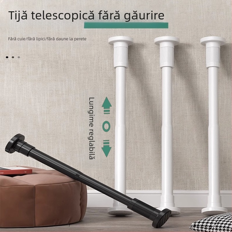 Tijă telescopică fără perforații, achiziție limitată, tijă de perdea de duș, tijă de perdea pentru balcon, tijă de haine, suport pentru dulap, tijă telescopică pentru perdea de ușă